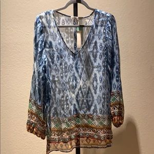 Lavender Brown silk top L